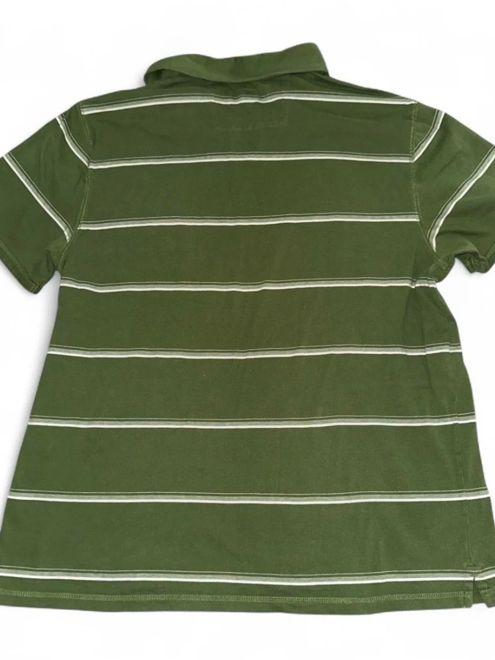 Men's Green Striped Polo Shirt XL 100